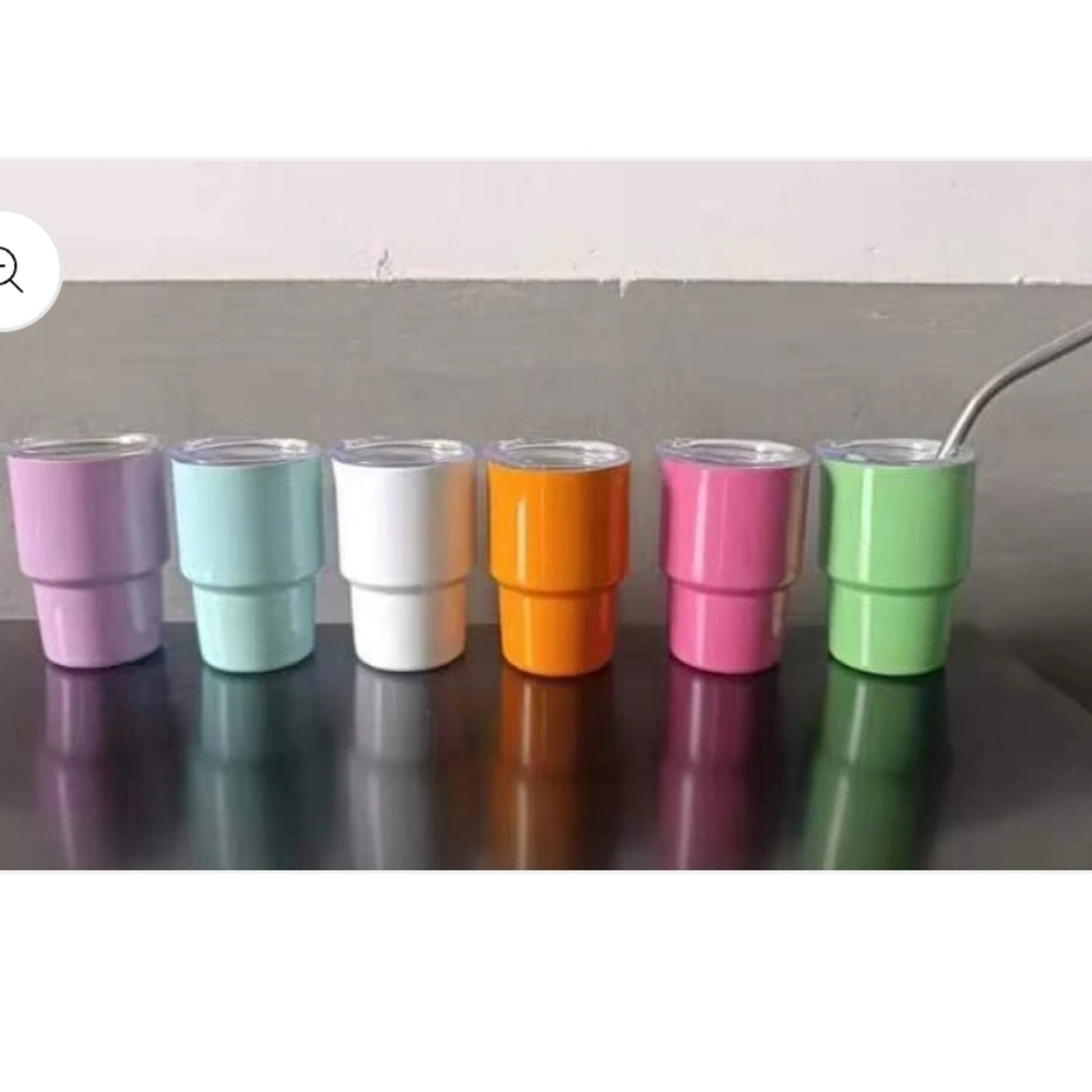Mini Shot Glass 3oz Tumbler with Stainless Straws Set of 6 Colors New In Box
